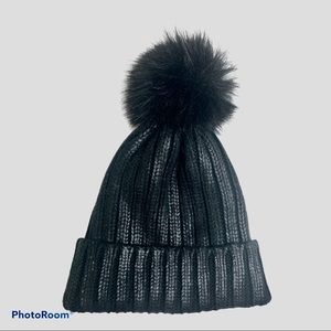 Black Iridescent Pom Hat